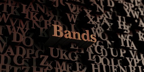 Bands - Wooden 3D rendered letters/message.  Can be used for an online banner ad or a print postcard.