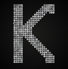 Silver sequins sings. Sequins alphabet. Eps 10. 