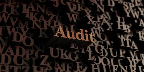 Audit - Wooden 3D rendered letters/message.  Can be used for an online banner ad or a print postcard.