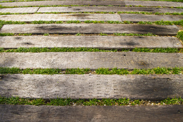 枕木を使ったテラス