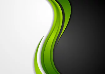 Deurstickers Abstracte golf Abstracte groen zwart grijs golvende achtergrond