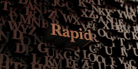 Rapid - Wooden 3D rendered letters/message.  Can be used for an online banner ad or a print postcard.