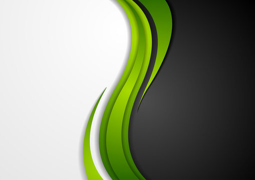 Abstract green black grey wavy background