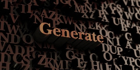 Generate - Wooden 3D rendered letters/message.  Can be used for an online banner ad or a print postcard.