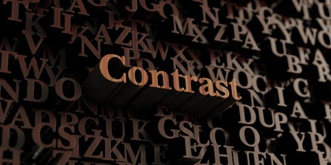 Contrast - Wooden 3D rendered letters/message.  Can be used for an online banner ad or a print postcard.