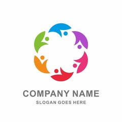 Colorful Circle People Community Social Relationship Business Company Stock Vector Logo Design Template