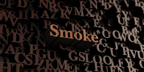 Smoke - Wooden 3D rendered letters/message.  Can be used for an online banner ad or a print postcard.