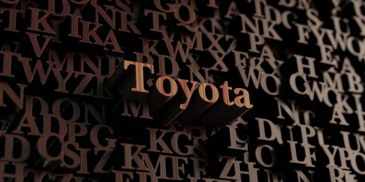 Toyota - Wooden 3D rendered letters/message.  Can be used for an online banner ad or a print postcard.