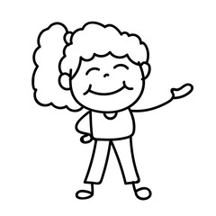 Hand drawing happy people, girl, vector illustration