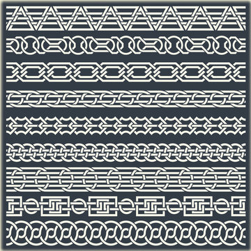 Set of seamless vintage borders in the form of celtic ornament