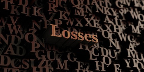 Losses - Wooden 3D rendered letters/message.  Can be used for an online banner ad or a print postcard.