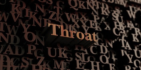 Throat - Wooden 3D rendered letters/message.  Can be used for an online banner ad or a print postcard.