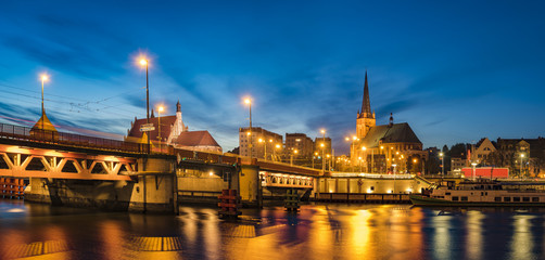 Fototapeta na wymiar Night panorama of Old Town in Szczecin (Stettin) City 