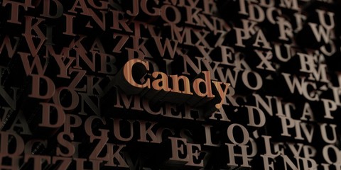 Candy - Wooden 3D rendered letters/message.  Can be used for an online banner ad or a print postcard.