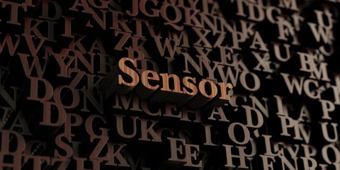 Sensor - Wooden 3D rendered letters/message.  Can be used for an online banner ad or a print postcard.