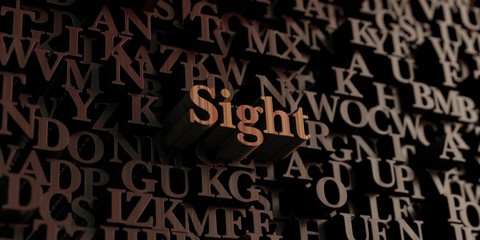 Sight - Wooden 3D rendered letters/message.  Can be used for an online banner ad or a print postcard.