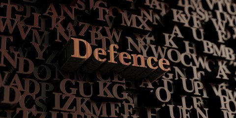 Defence - Wooden 3D rendered letters/message.  Can be used for an online banner ad or a print postcard.