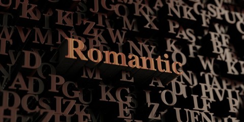 Romantic - Wooden 3D rendered letters/message.  Can be used for an online banner ad or a print postcard.