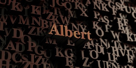 Albert - Wooden 3D rendered letters/message.  Can be used for an online banner ad or a print postcard.