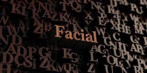 Facial - Wooden 3D rendered letters/message.  Can be used for an online banner ad or a print postcard.