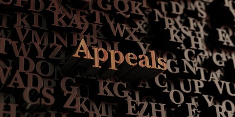 Appeals - Wooden 3D rendered letters/message.  Can be used for an online banner ad or a print postcard.