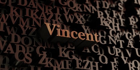 Vincent - Wooden 3D rendered letters/message.  Can be used for an online banner ad or a print postcard.