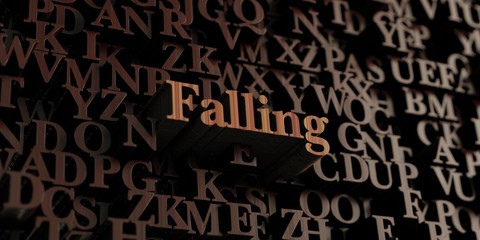 Falling - Wooden 3D rendered letters/message.  Can be used for an online banner ad or a print postcard.