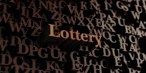 Lottery - Wooden 3D rendered letters/message.  Can be used for an online banner ad or a print postcard.