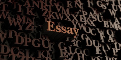 Essay - Wooden 3D rendered letters/message.  Can be used for an online banner ad or a print postcard.