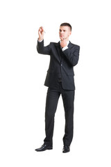 Young and confident businessman on white