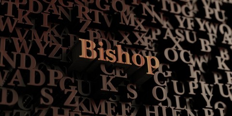 Bishop - Wooden 3D rendered letters/message.  Can be used for an online banner ad or a print postcard.