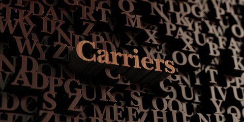 Carriers - Wooden 3D rendered letters/message.  Can be used for an online banner ad or a print postcard.