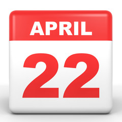 April 22. Calendar on white background.