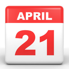 April 21. Calendar on white background.