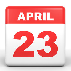 April 23. Calendar on white background.