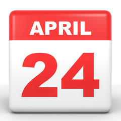 Fototapeta premium April 24. Calendar on white background.