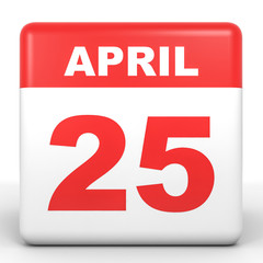April 25. Calendar on white background.