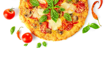 Tasty pizza on white background