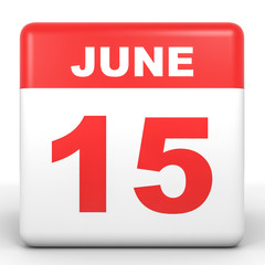Fototapeta premium June 15. Calendar on white background.