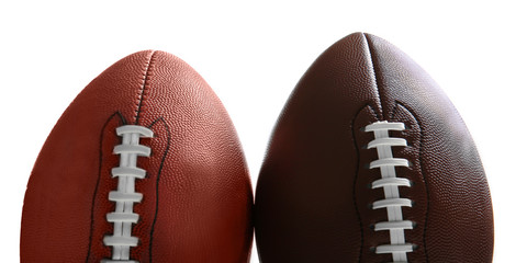 Rugby balls on white background