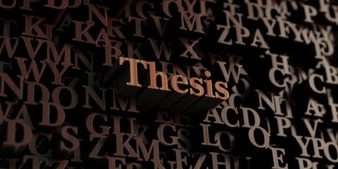 Thesis - Wooden 3D rendered letters/message.  Can be used for an online banner ad or a print postcard.