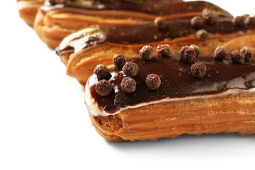 Delicious eclairs closeup