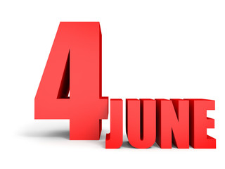 Fototapeta premium June 4. Text on white background.