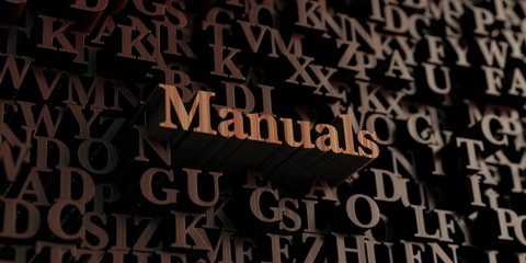 Manuals - Wooden 3D rendered letters/message.  Can be used for an online banner ad or a print postcard.