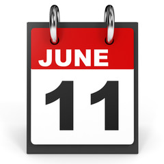 June 11. Calendar on white background.