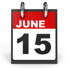 June 15. Calendar on white background.