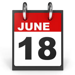 June 18. Calendar on white background.