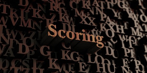 Scoring - Wooden 3D rendered letters/message.  Can be used for an online banner ad or a print postcard.