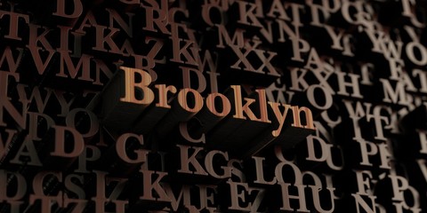 Brooklyn - Wooden 3D rendered letters/message.  Can be used for an online banner ad or a print postcard.