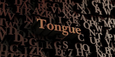 Tongue - Wooden 3D rendered letters/message.  Can be used for an online banner ad or a print postcard.